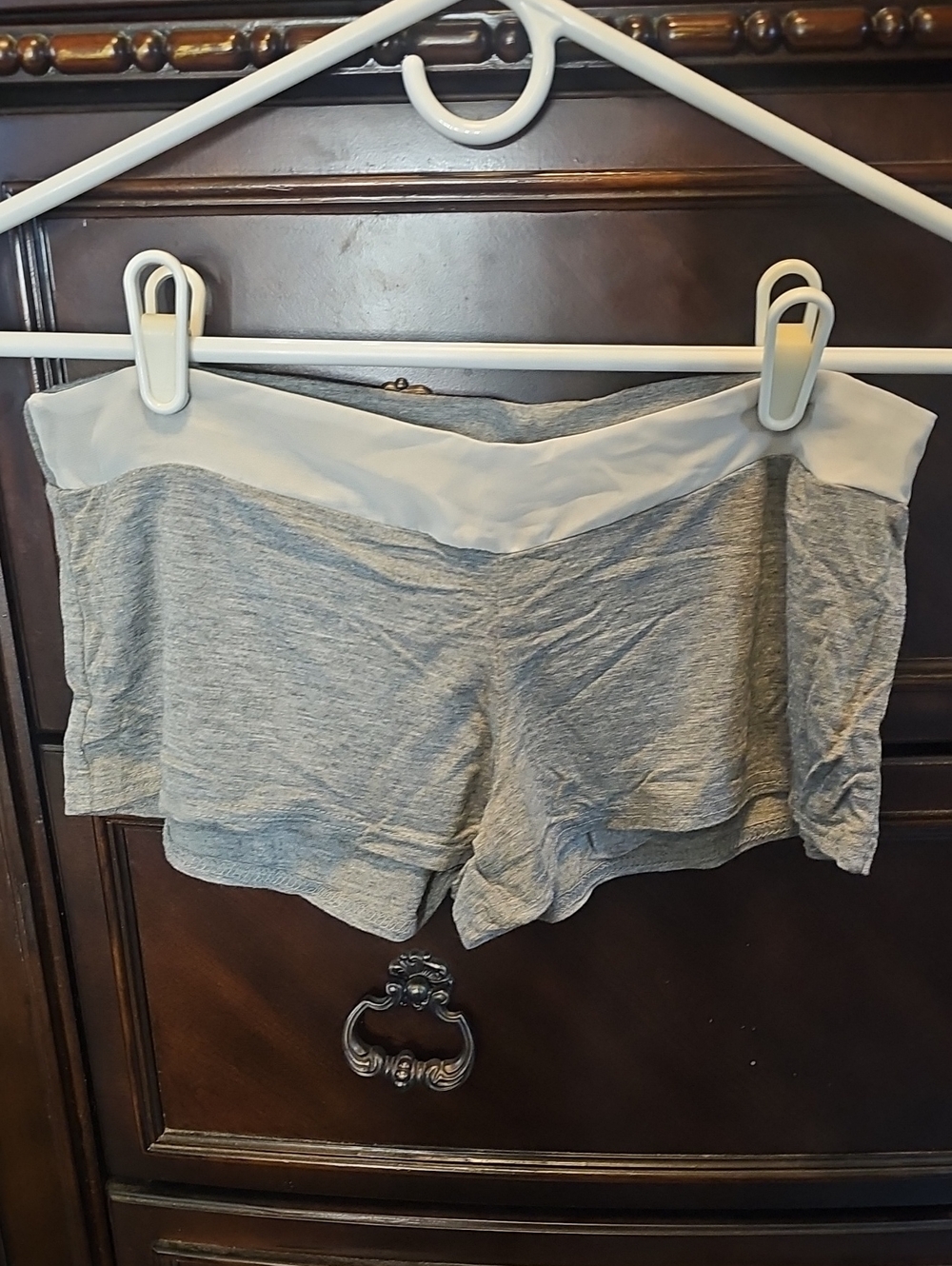 Adore Me Gray Lounge Shorts with White Foldover Waistband